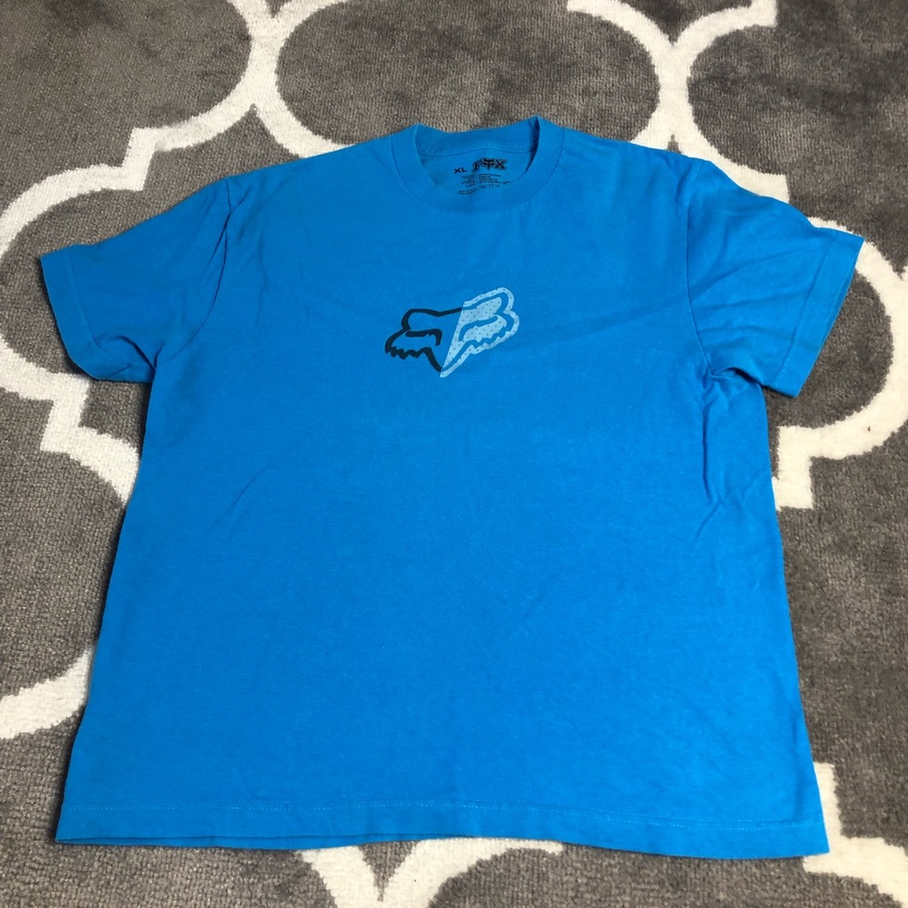 Fox Racing Tshirt Boys XL Blue Logo Short Sleeve Shirt